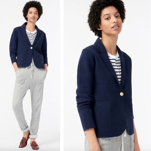 J Crew Camille Sweater Blazer Cardigan XXL Wool Navy Old Money Preppy Nautical - Picture 11 of 11